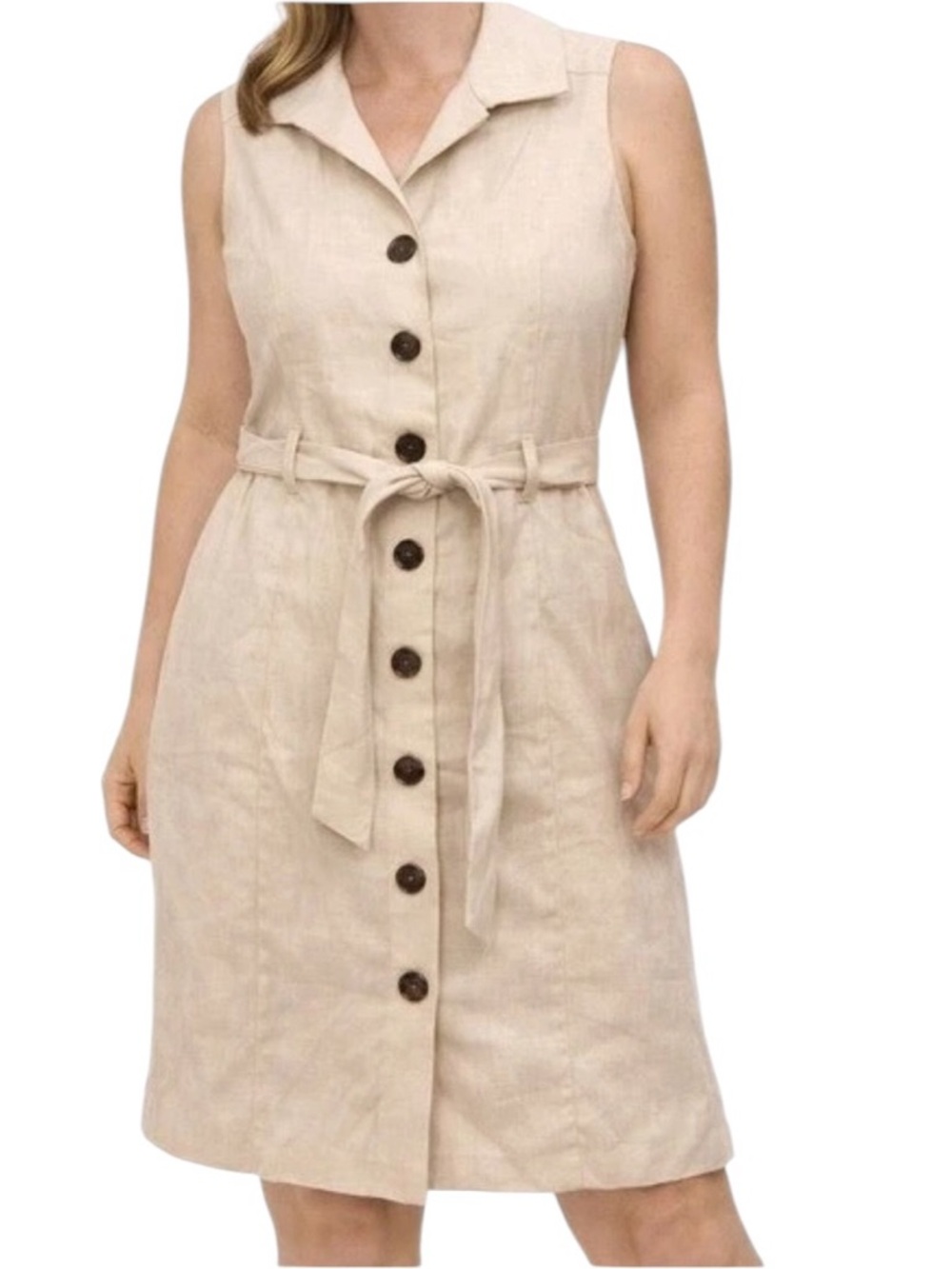 Brooks Brothers linen button down tie waist dress size 8 excellent condition